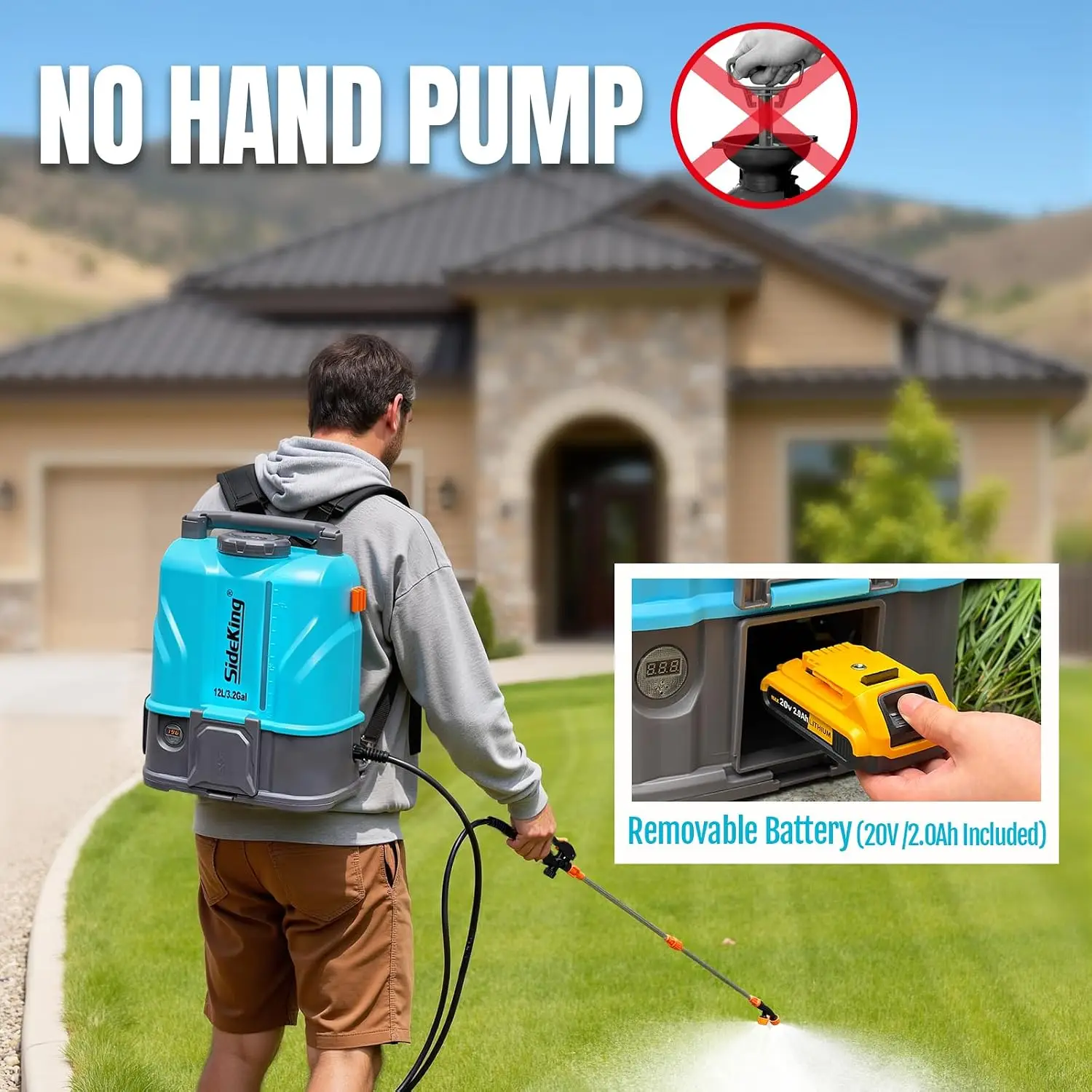 Battery Powered Backpack Sprayer 32 Gallon 100 PSI Electric 09 GPM 5 Nozzles 2 Spray Wands Lawn Yard Weed Pest Control