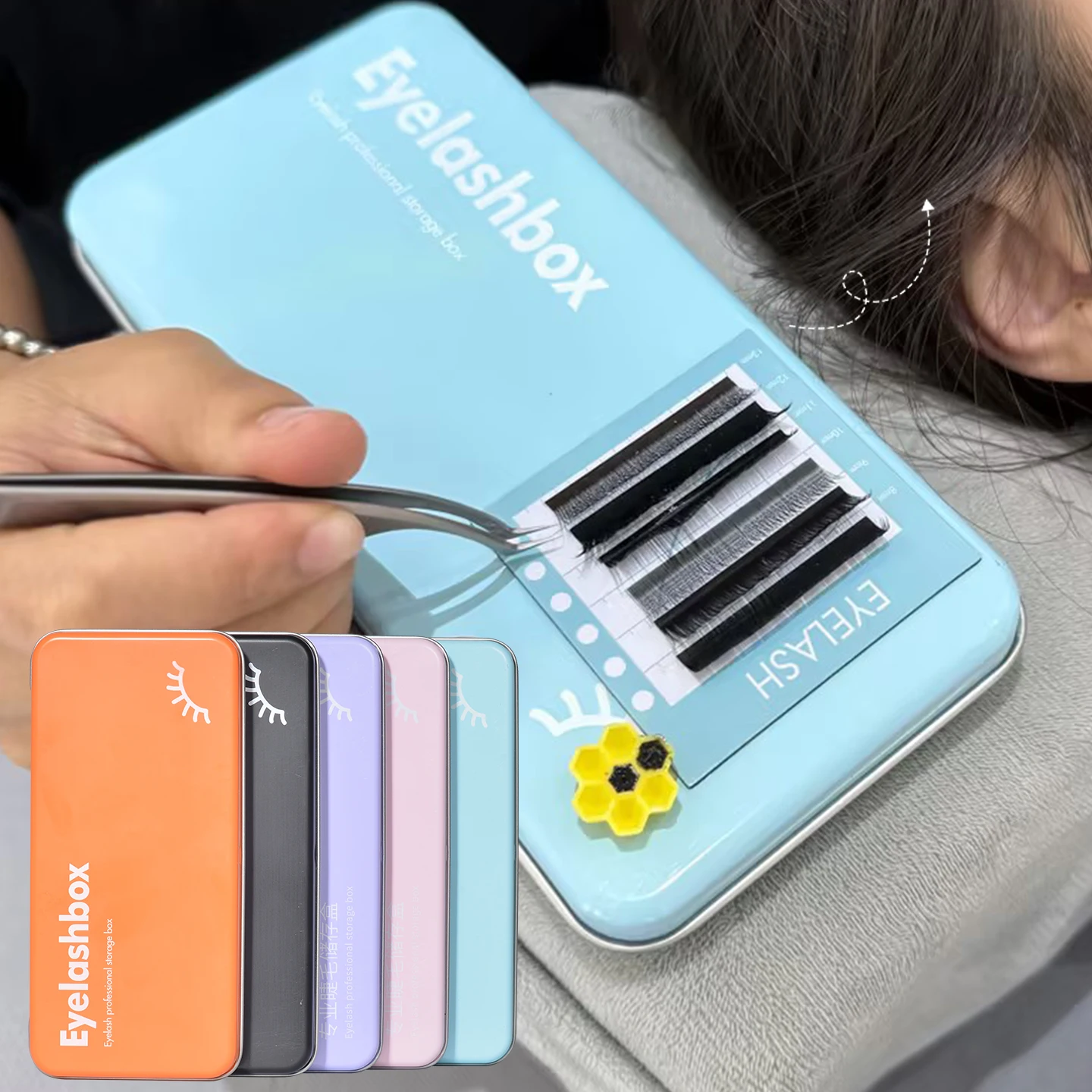 Caixa de Armazenamento Magnética para Extensões de Cílios Femininas, Estojo Organizador Profissional de Cílios com Bandeja de Exibição Magnética, Ferramenta de Maquiagem