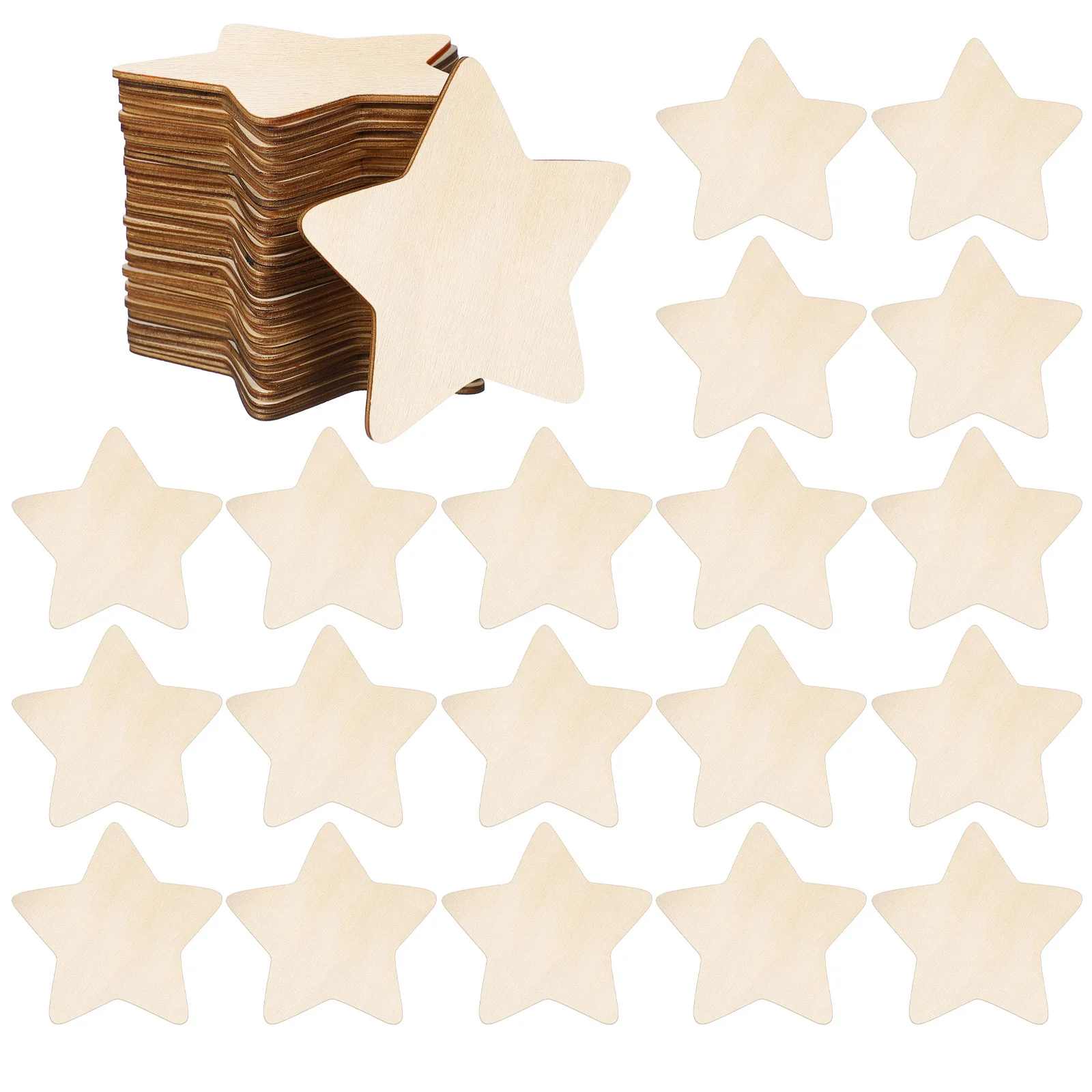 

50pcs Five-Pointed Star Diy Wooden Chips Unfinished Natural Wood Slices For Kids Painting Craft Decoration Diy Craft Supplies