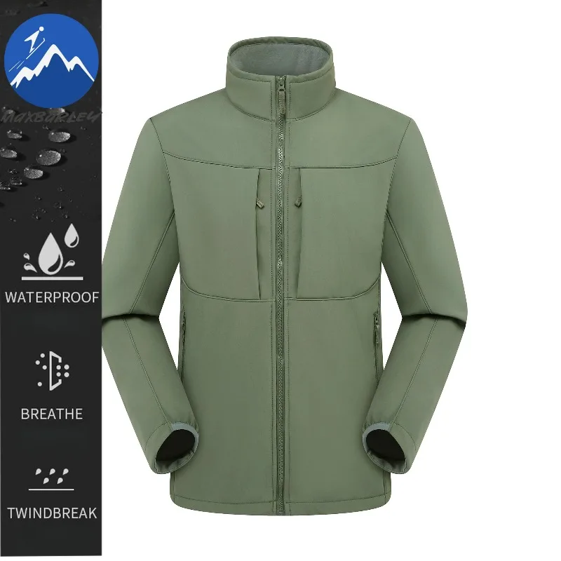 

Maxbarley Premium Men Jacket Leisure Outdoor Mountaineering Windproof Coat Trendy Stand Collar Waterproof Trekking Autumn Coats