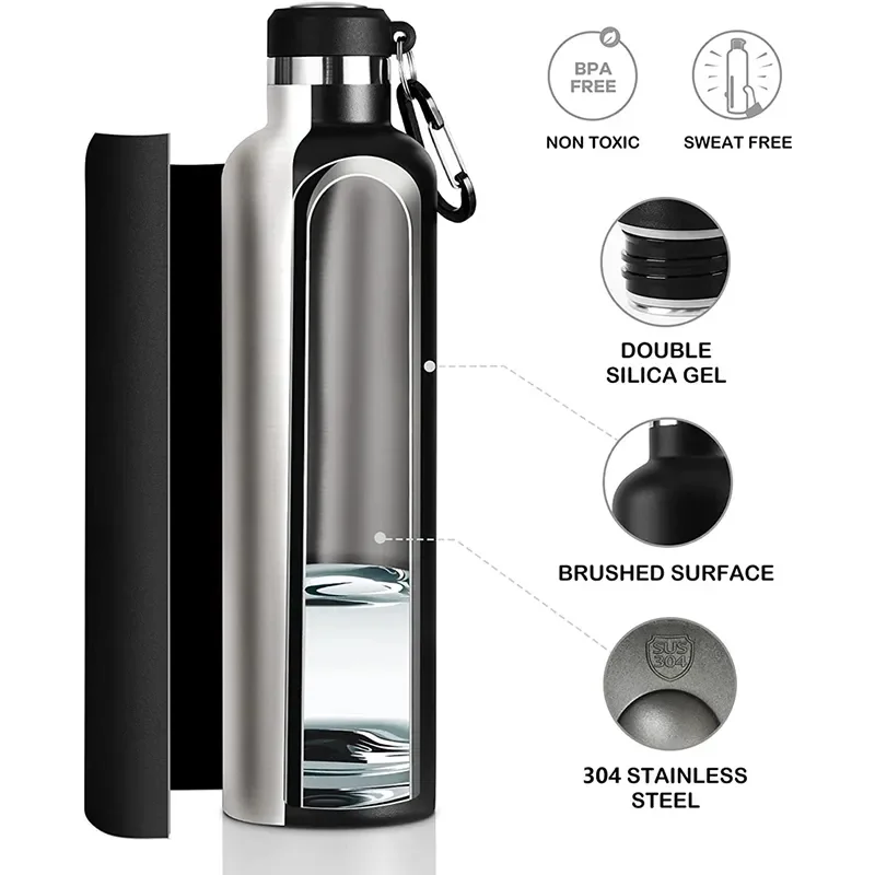 FEIJIAN Stainless Steel Thermos Bottle 1000ml Sports Flask Vacuum Insulated Water Bottle Leak Proof BPA Free