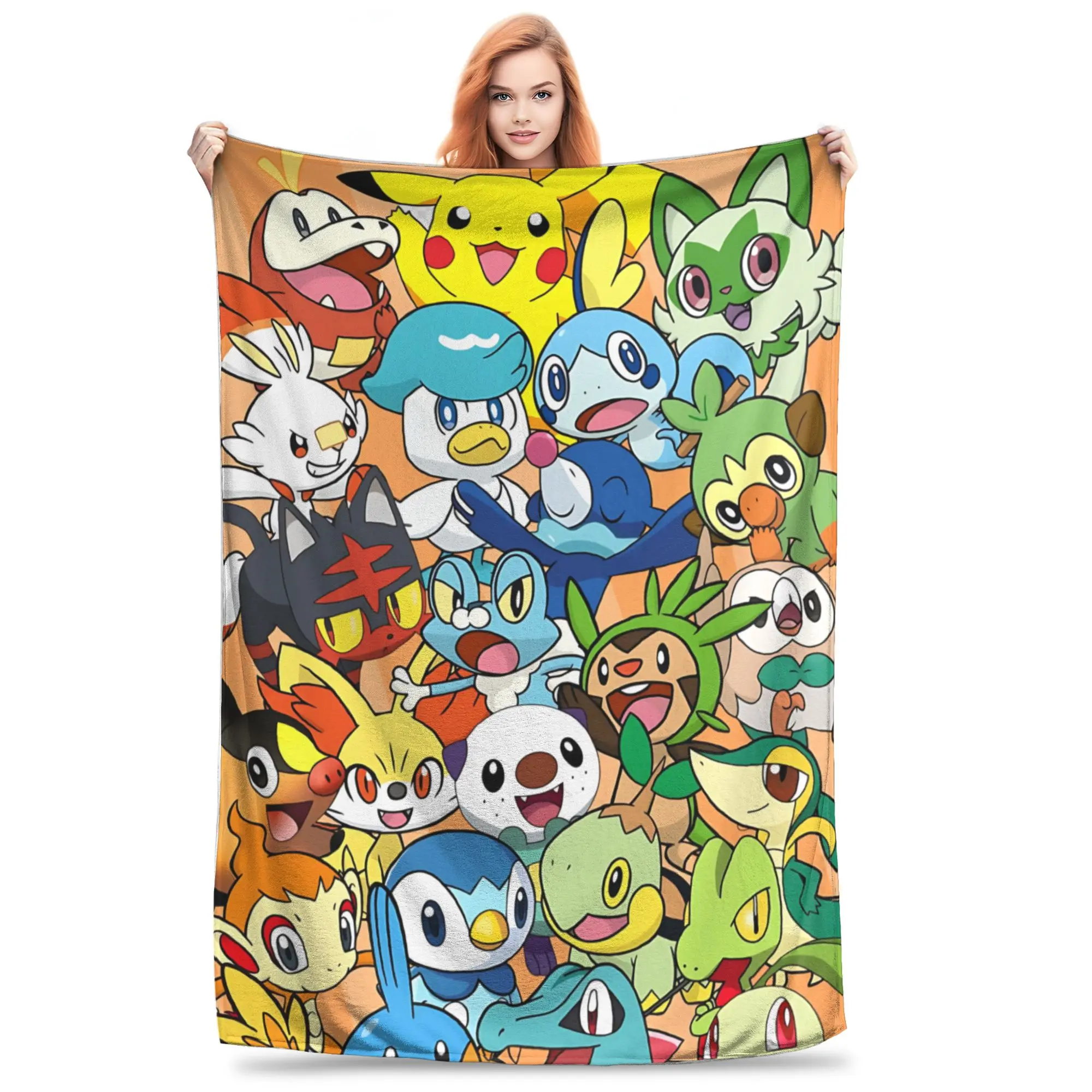 1PC home Christmas Room Decor Pokemon All Character Collage  Blanket Throw Blanket  Novelty Warm Blanket All Season