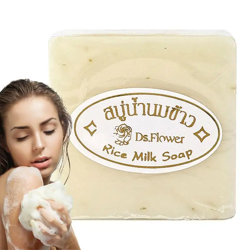 Thai Rice Soap Brightening Handmade Goat Milk Soap Body Cleansing Soap Gentle Moisturizing Natural Rice Milk Soap For Face Hand