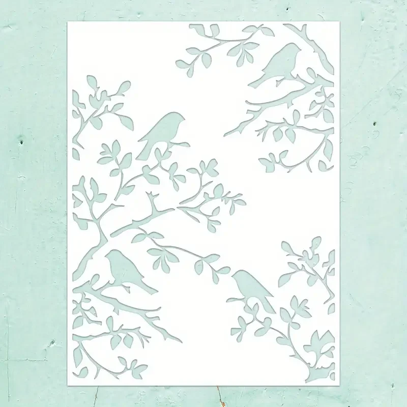 1 قطعة 11.7 بوصة الطيور على فرع الاستنسل DIY بها بنفسك جدار مجلة اللوحة الديكور