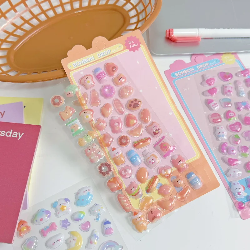 5 قطعة الحيوانات الكرتون ثلاثية الأبعاد ملصقات الإغاثة لطيف الكلب القط Diy بها بنفسك الهاتف الأمتعة الكمبيوتر أعواد تزيين هدية