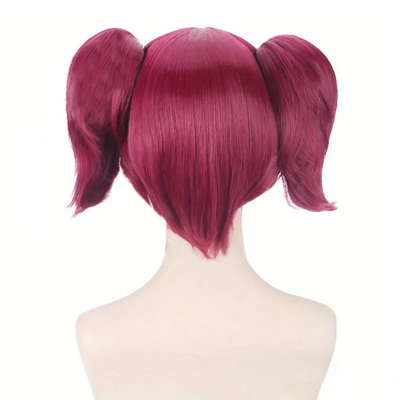 Meilin Cos Twintails Party Kleidung Zubehör Burgund Split Body Modellierung Kurzes Haar Anime Black Butler Maid Charakter Perücke