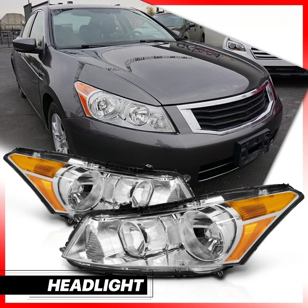 

Left+Right Pair Chrome Amber Corner Headlight Lamps for 2008-2012 Honda Accord