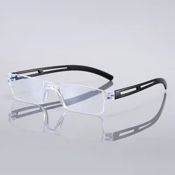 Anti Blue Light Blocking Rimless Reading Glasses Women Men Square Frameless Presbyopic Glasses Diopters +1.0 1.5 2 2.5 3 3.5 4.0
