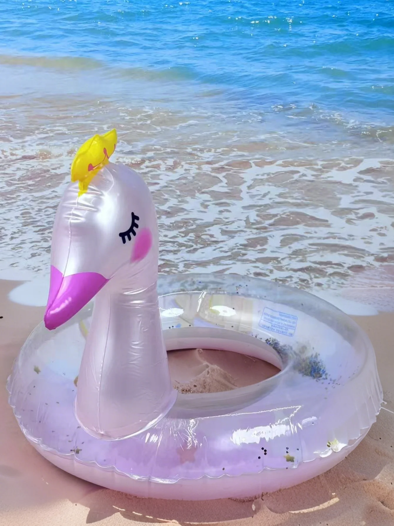 Cisne de corona inflable, boya salvavidas de anillo de natación de PVC grueso, flotador de piscina con forma de Animal encantador, para tomar fotos, para verano, 1 ud.