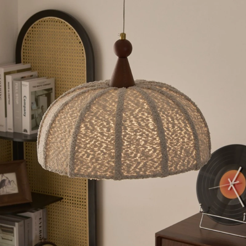 Japanese Wabi-Sabi Cloth Pendant Lights for Bedroom Bar Counter Classical Lights Metallic Luster Delicate LED Lighting Fixtures