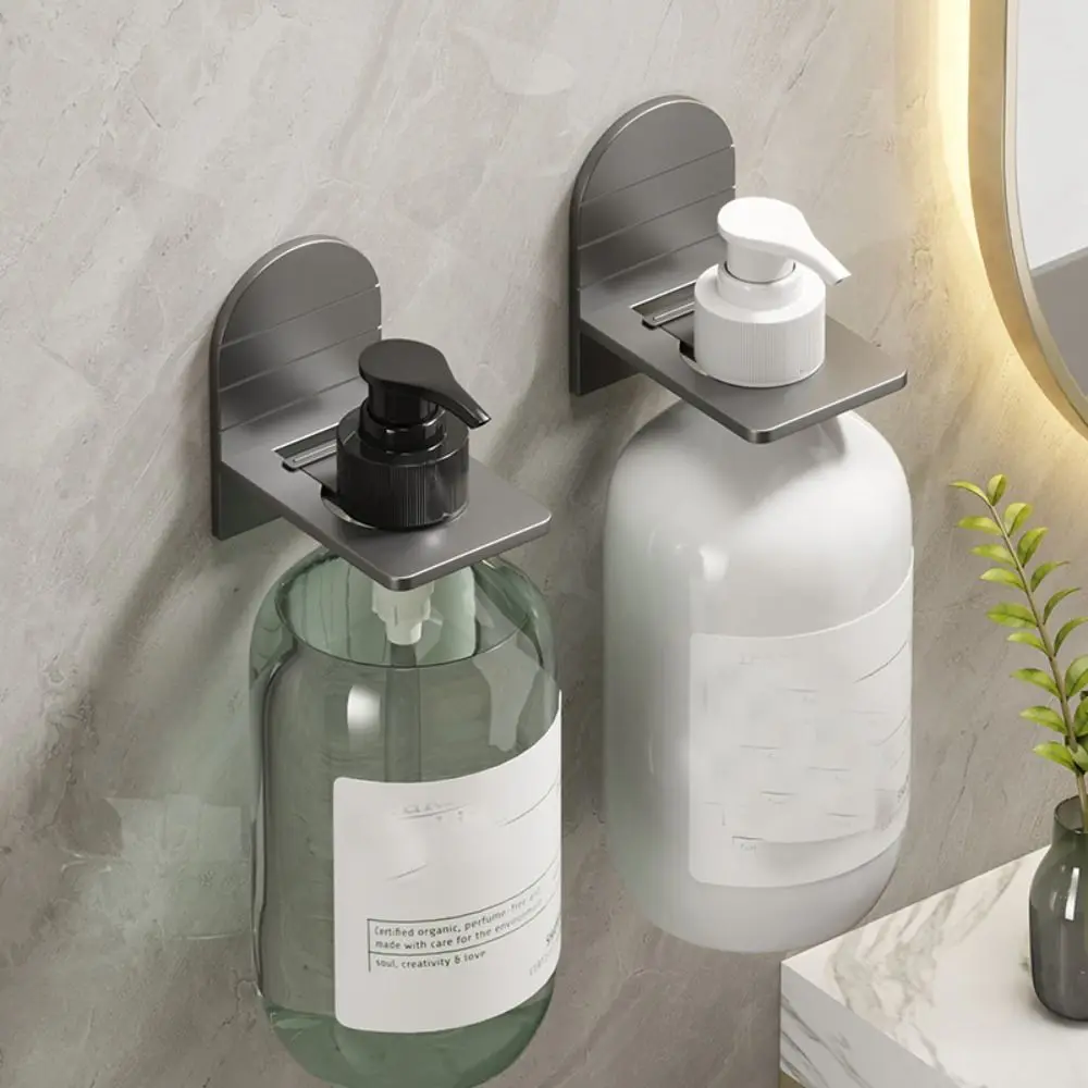 Metal Self-Adhesive Shampoo Bottle Shelf Free of Punch Shower Gel  Liquid Bottle Holder Bathroom Shelf Organizer Hook