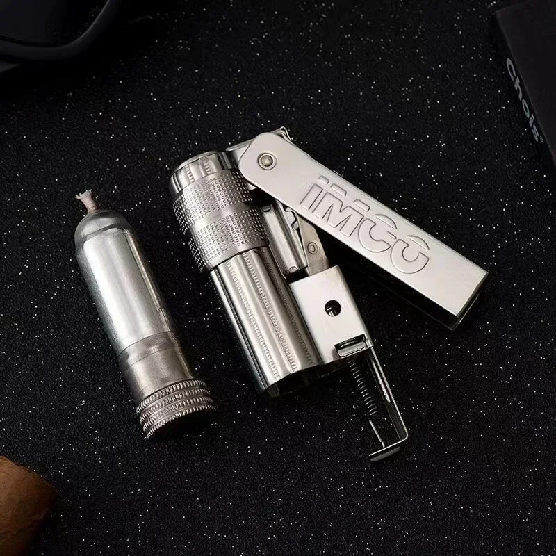 IMCO 6700 Vintage Stainless Steel Metal Lighter Austrian Gasoline Grinding Wheel Lighter Kerosene Series Genuine with Box