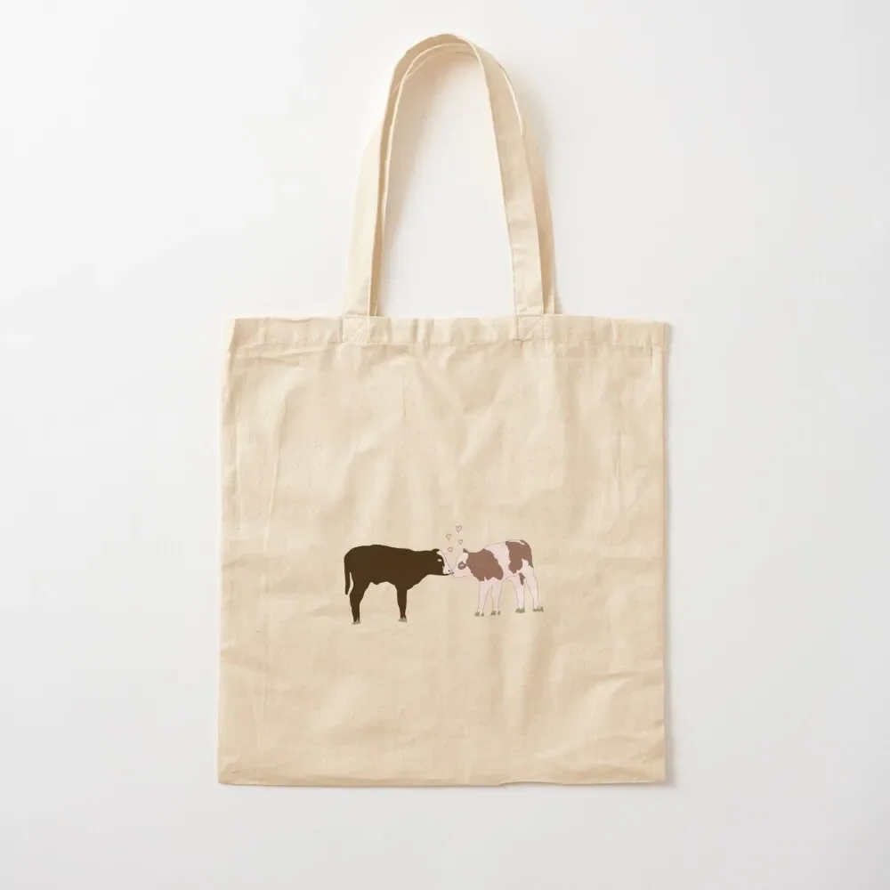 

two cows in love Tote Bag the tote foldable reusable canvas Women's Canvas