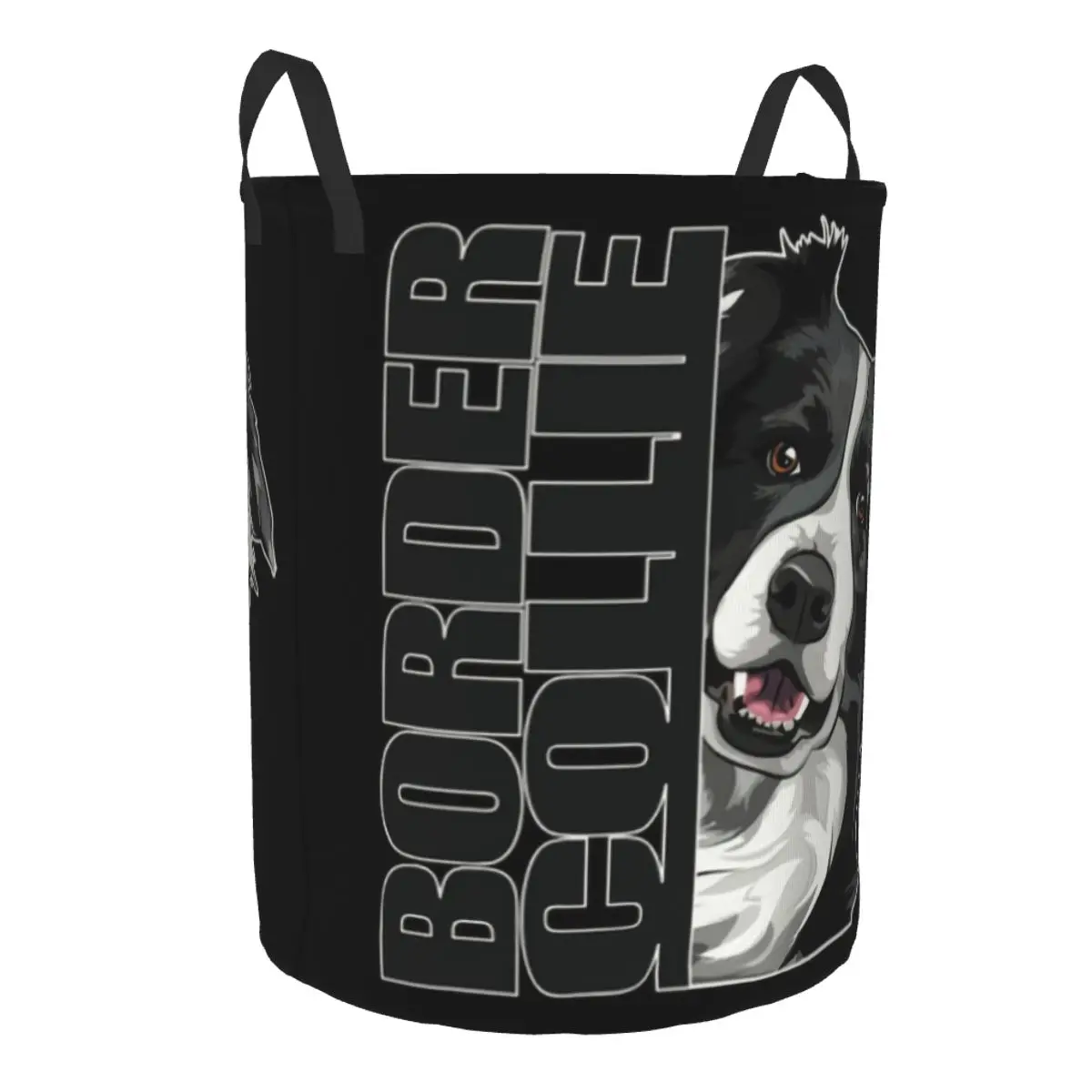 Custom Border Collie Huetehund Dog Laundry Basket Collapsible Large Capacity Clothes Storage Bin Baby Hamper