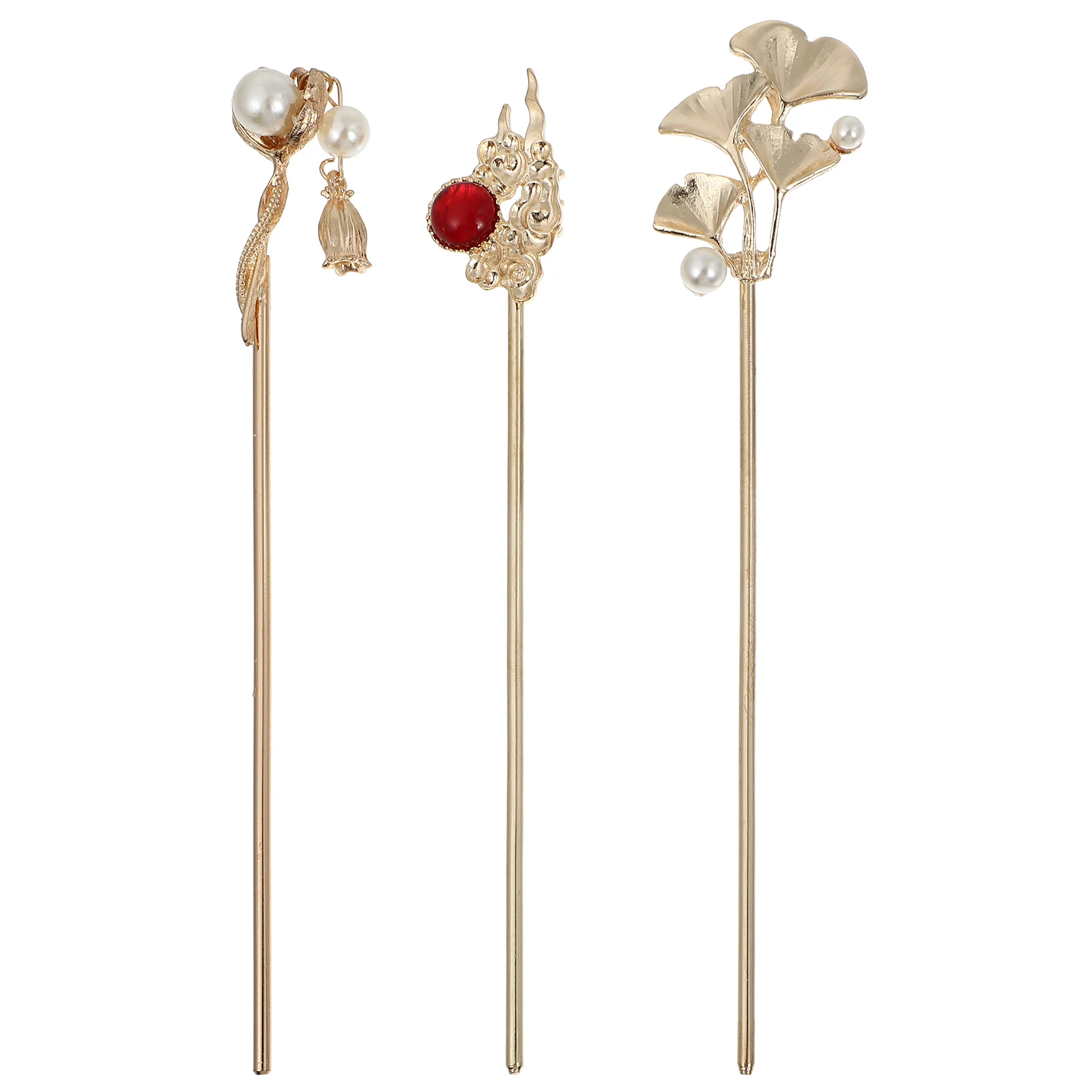 

3 Pcs Vintage Hairpin Alloy Sticks Retro Women Hair Accessories Decorative Pins for Hanfu Ceremony Photography Gifts