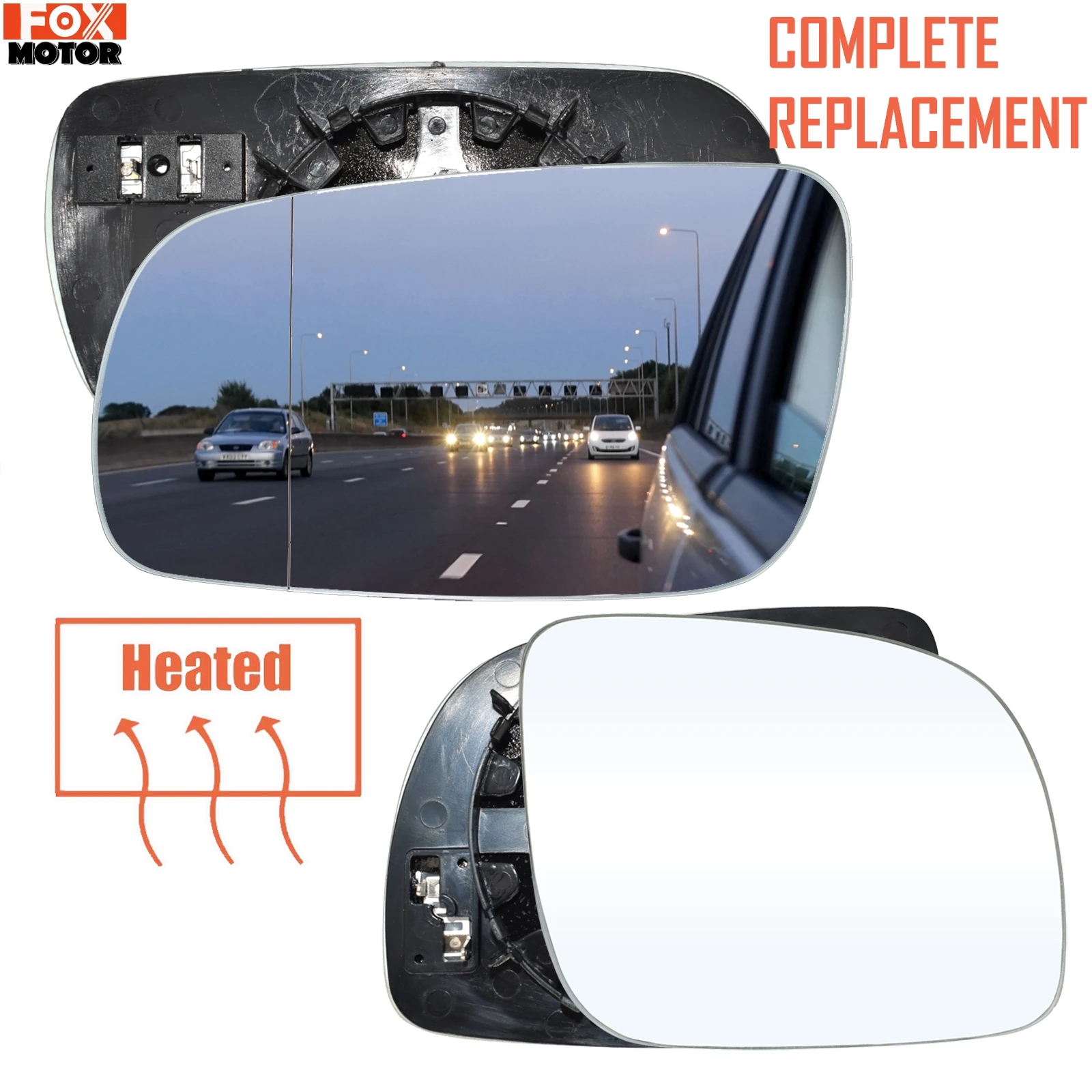 For 96-04 VW Golf Bora Jetta MK4 Passat B5 Left / Right Driver Passenger Side Wing Mirror Glass  Heated With Back Plate Clip On