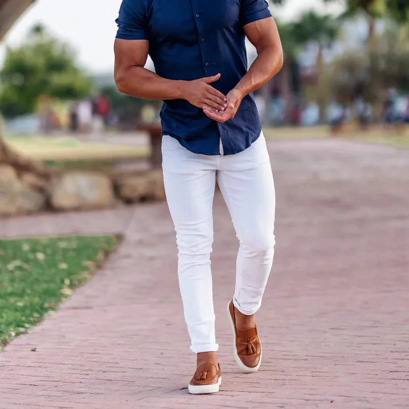 새로운 유럽과 미국의 작업복 남성 야외 슬림 피팅 바지 스트레이트 스포츠 캐주얼 바지