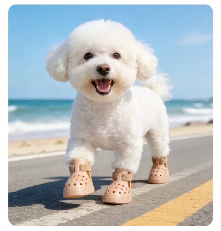 Soft Sole Pet Clogs Anti Slip Breathable Summer Puppy Sandals Adjustable Strap Pet Shoes Anti Fall Off Paw Protector Dog Boots