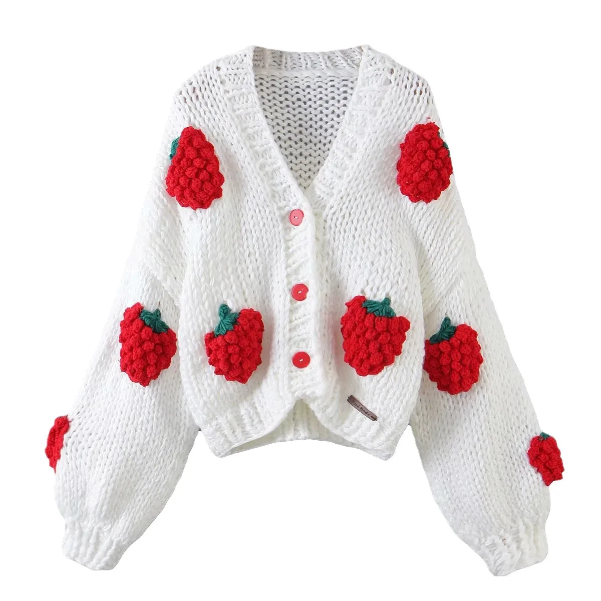 TIYIHAILEY New Knitting Women Hand Made Cardigans Spring Outerwear Full Sleeve Flower Black White Red Autumn Flowers Tops