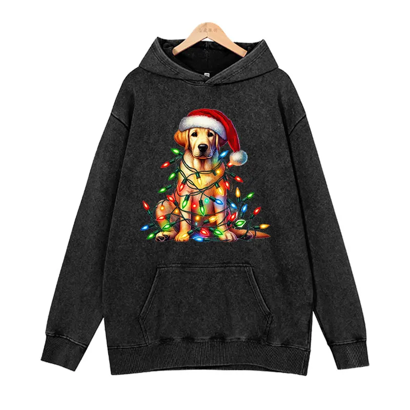 

Colorful animal hooded sweatshirt for women, Spring and Autumn American retro sweatshirt, Christmas printed women's clothing