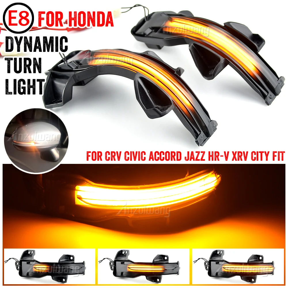 

1 Pair Dynamic LED Side Door Wing Turn Signal Light Mirror Indicator for Honda CRV Fit City Jazz Accord Civic Hatchback Estate