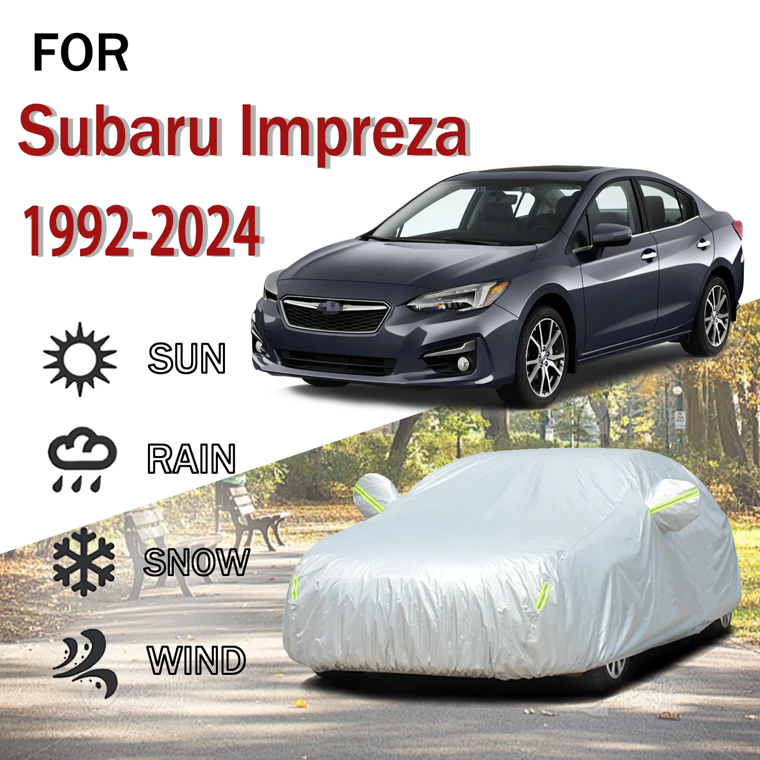 

For Subaru Impreza1992-2024 Outdoor Protection Full 190T Car Covers Snow Cover Sunshade Dustproof Cover Car Exterior Accessories