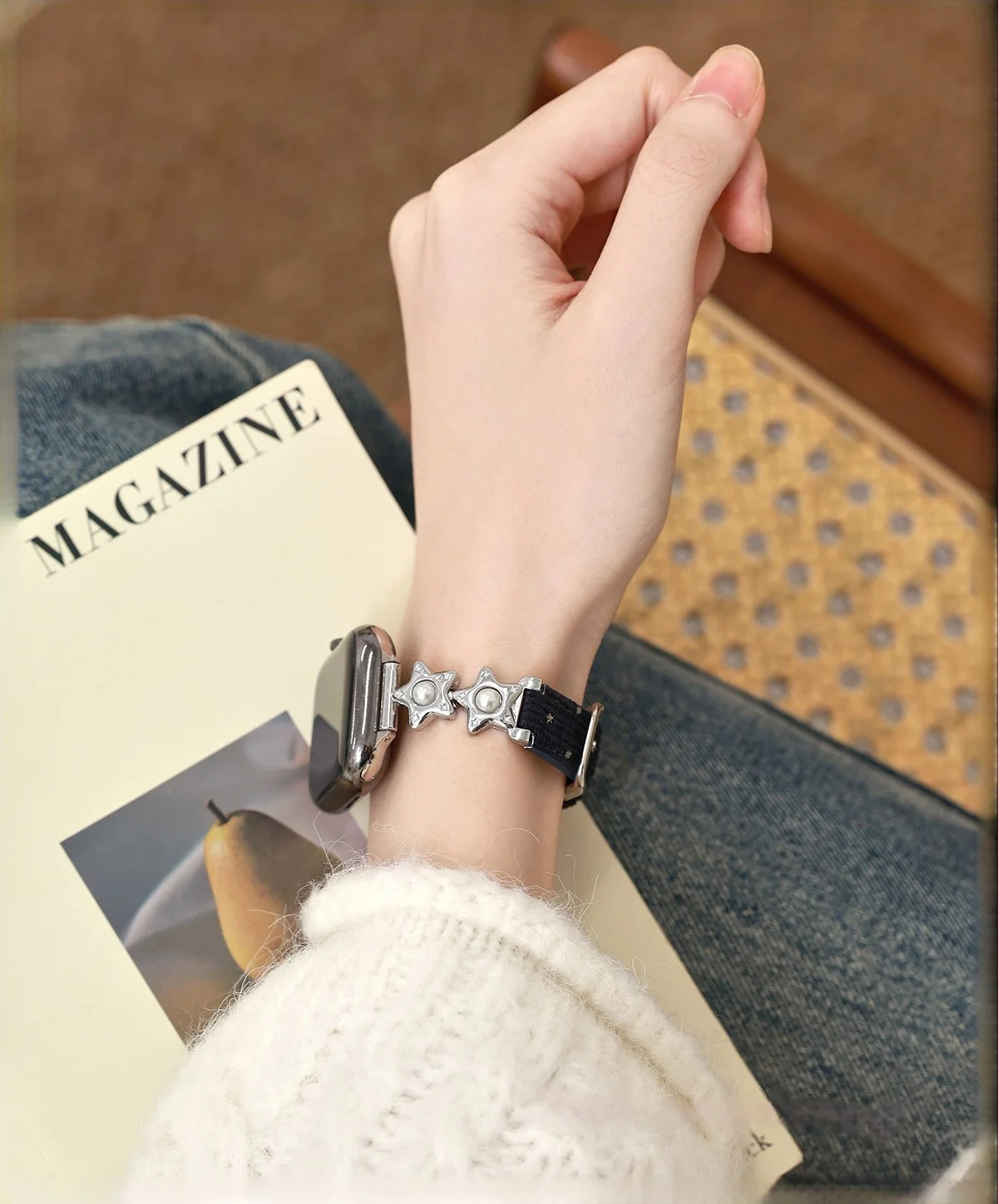 

Star Corduroy Compatible iWatch Strap 38mm 40mm 41mm 42mm 44mm 45mm 49mm Fashion Strap