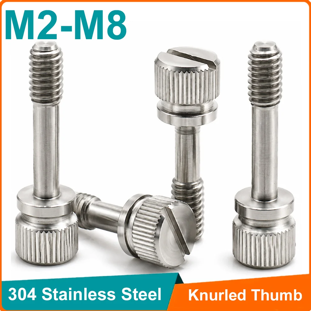 304 Stainless Steel Captive GB839 Slotted Knurled Thumb Screw Non Loss Fasteners Retained Panel Screws M2-M8