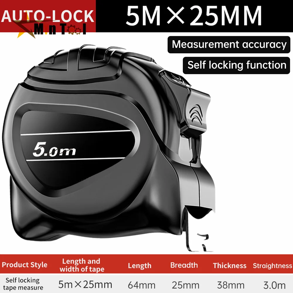 계량기 내마모성 두꺼운 형광 강철 테이프 측정 눈금자, 다목적 거리 측정 도구, 5m 