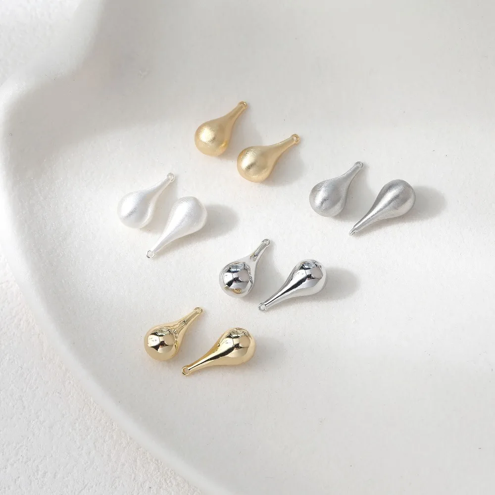 4PCS Dainty Water Droplet Charms for Jewelry Making Pendants Supplies Findings DIY Brass 14k Gold Plated Accessories 17*8mm