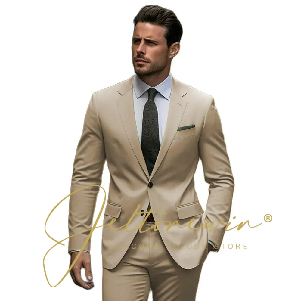 Casual Light Green Suit Men 2 piece Formal Wedding Suits for Men Tailored Groom Tuxedo Business Blazer Slim Fit Jacket Pants