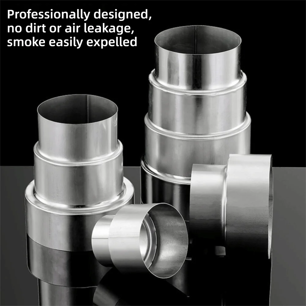 Stainless Steel Exhaust Pipe Reducer Adapter Silver Multiple Sizes Ventilation Pipe Fittings Portable Ventilating Pipe Connector