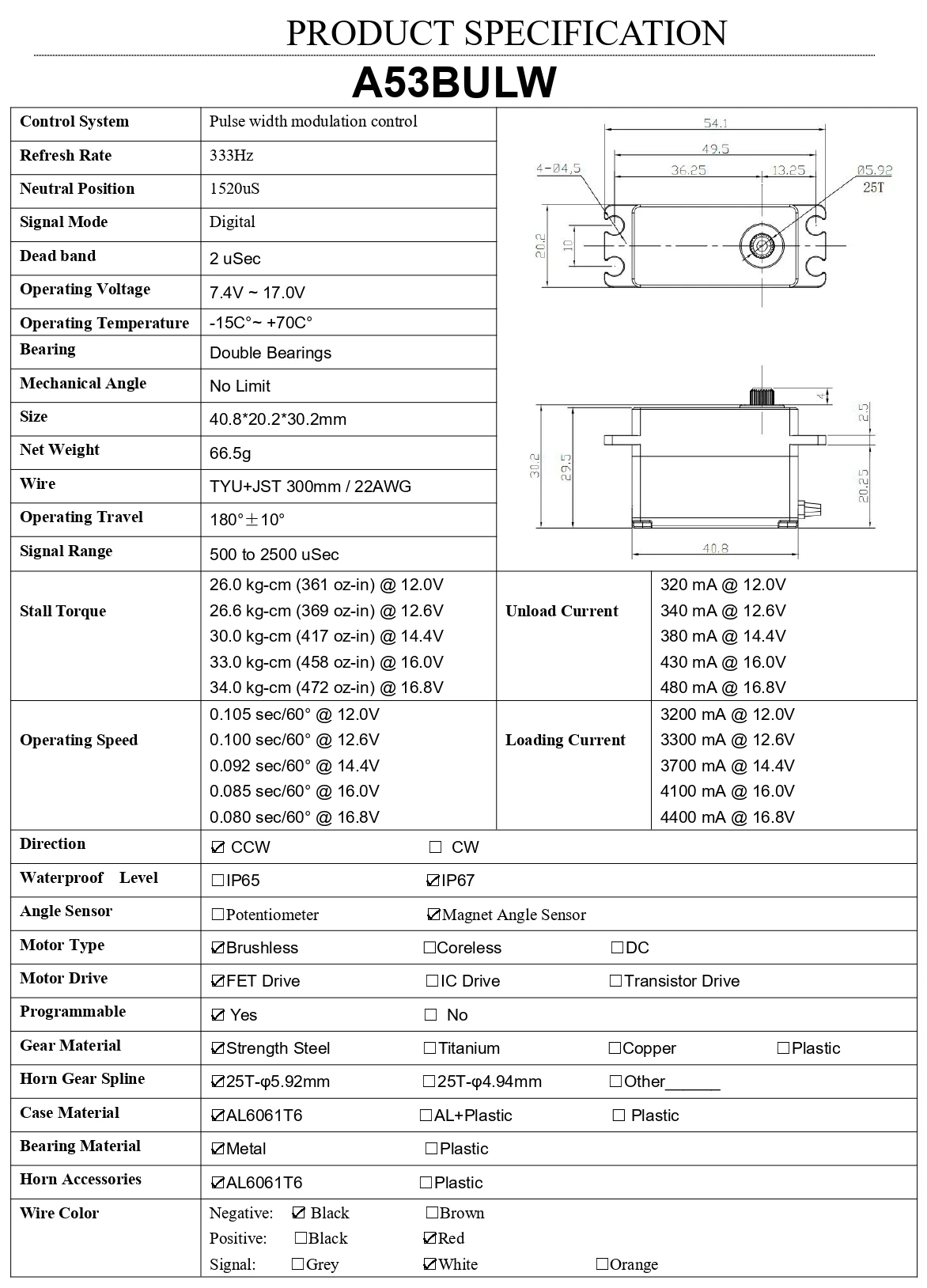Agfrc flaches a53bulw 3s/4s 34kg programmier bares bürstenloses Servo mit hohem Drehmoment für RC-Car-Crawler-Buggy-Rennboot im Maßstab 1:10 – Detail 2