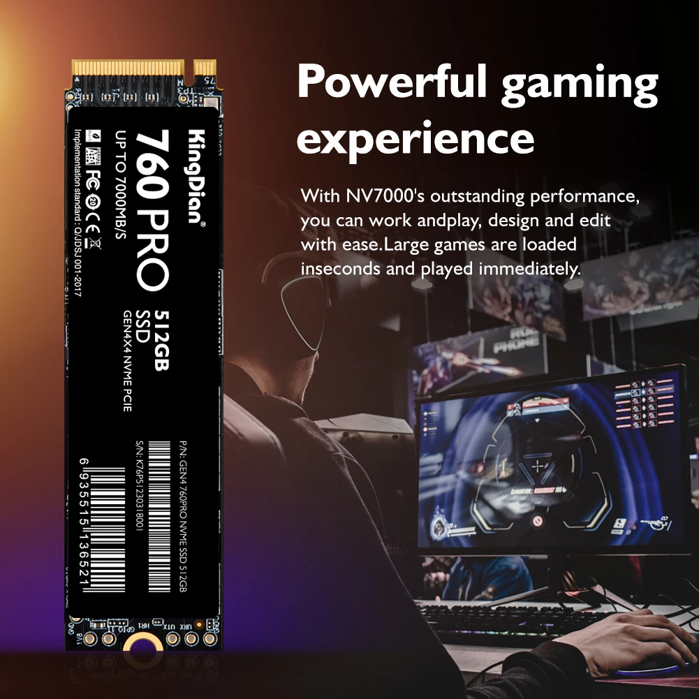 KingDian 2TB NVMe  Internal Gaming Solid State Drive - Works with Playstation 5(PS5),Gen4 PCIe, M.2 2280, Up to 7,035 MB/s