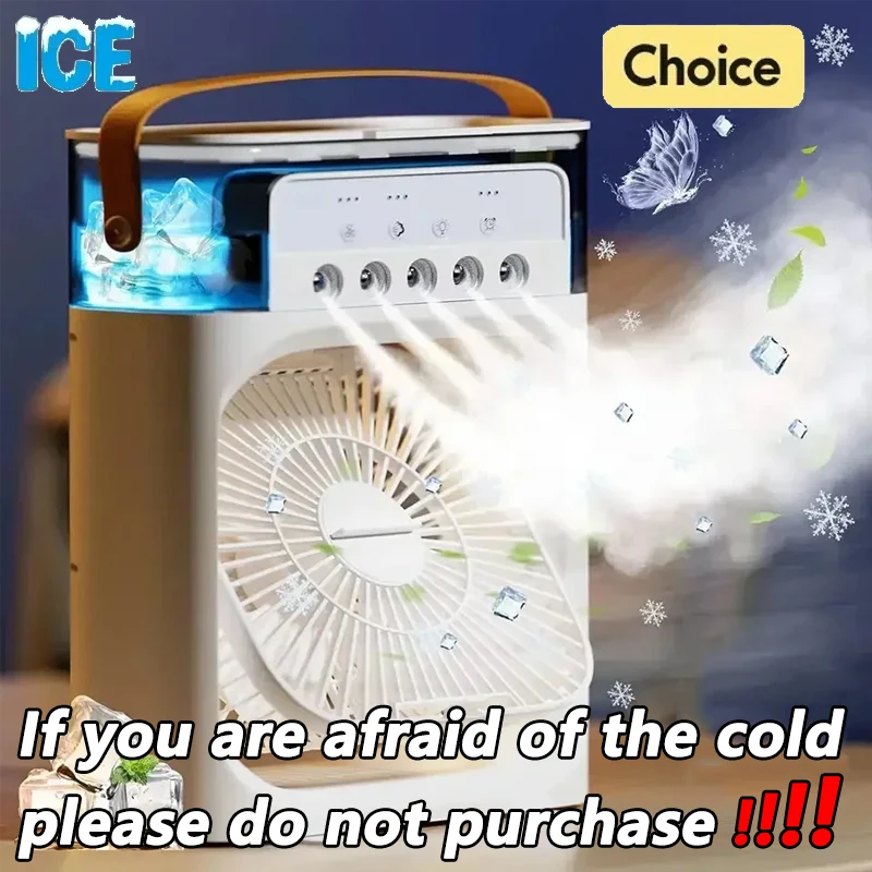 Portable Humidifier Fan Air Conditioners USB Electric Fan LED Night Light Water Mist Fun 3 In 1 Air Cooler Humidifie For Home 1