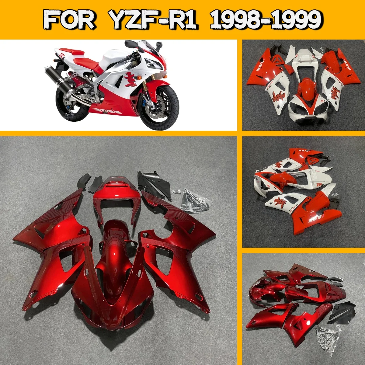 For 1998 1999 Yamaha YZF R1 Aftermarket Fairing Kit Perfect Fit 98 99 YZFR1 ABS Plastic Easy Install Fairings