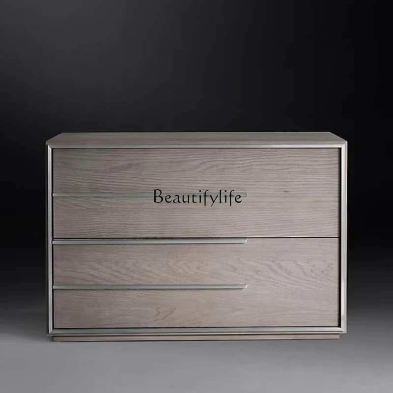 

American light luxury solid wood bedside table bedroom simple storage bedside table hotel villa