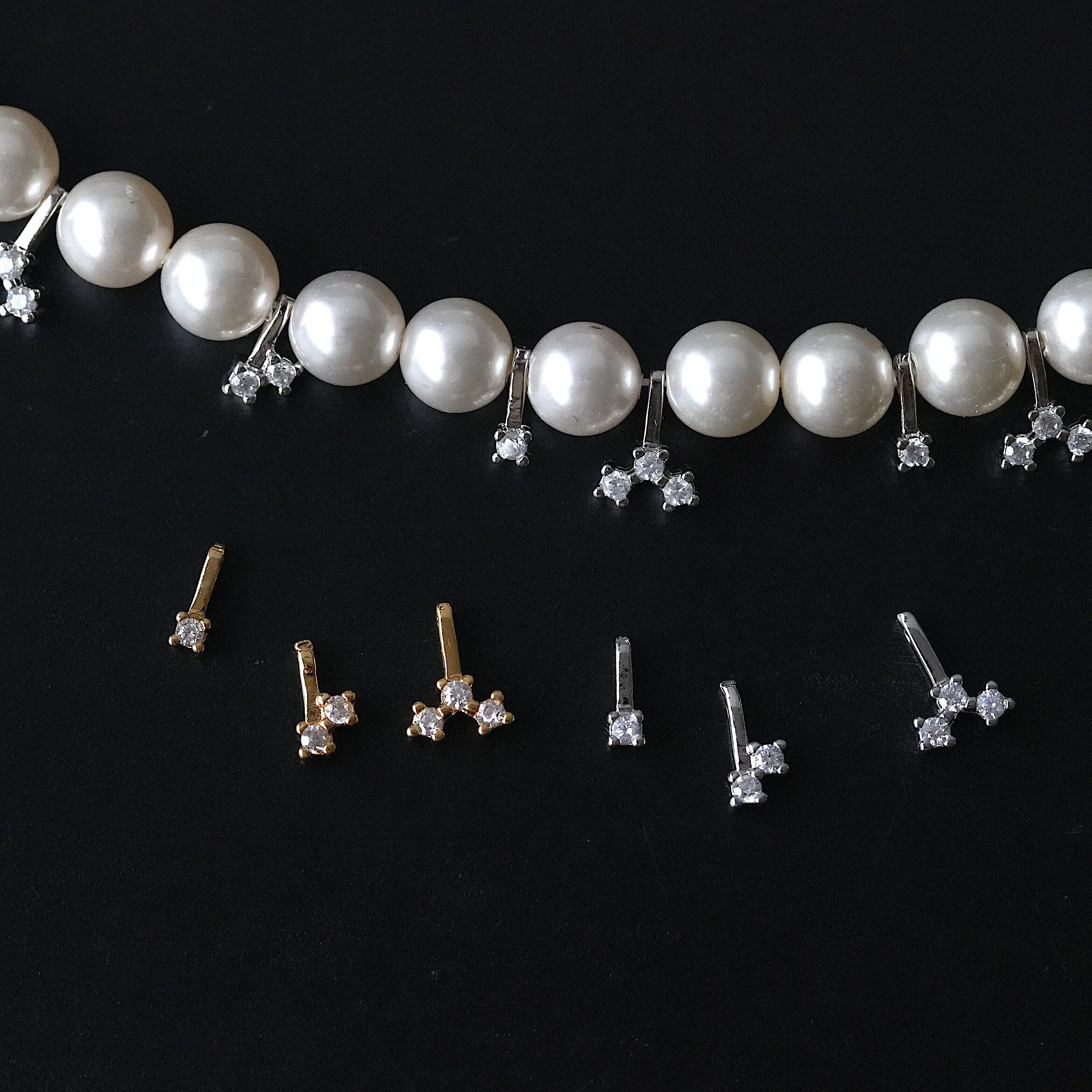 10 piezas de cuentas espaciadoras de latón chapado en oro con circonitas estrelladas, pequeños colgantes para joyería, suministros para hacer joyas DIY, accesorios hechos a mano