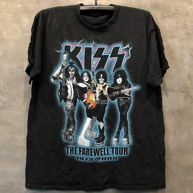 KISS Retro Amish Plaid Vintage T-Shirt Short-Sleeved Insulated Cotton Loose-Fitting for Men And Women.cotton t shirt, 100% cotton tee, soft breathable t-shirt, summer short sleevetops, unisex graphic tee, plus size t shirts                               .