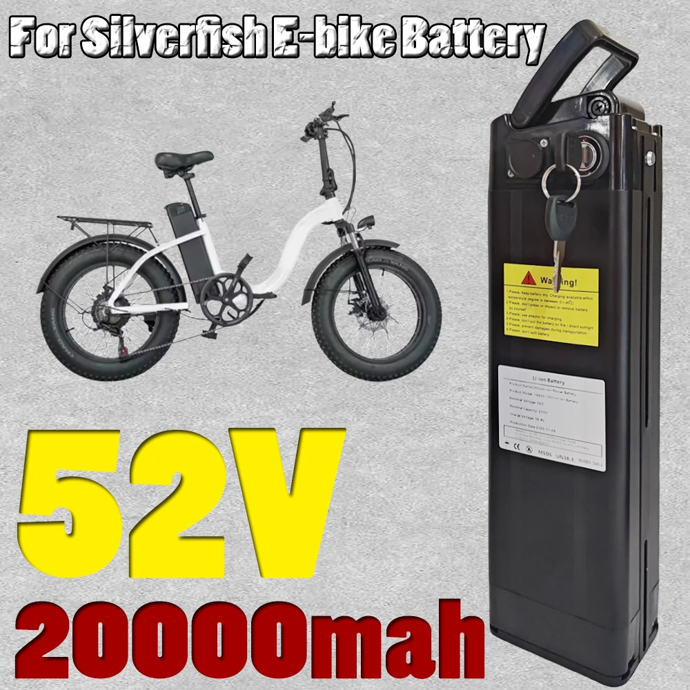 

52V 20Ah for Silver Fish 18650 Li-ion Battery with Aluminum Case Anti-theft Lock+Charger