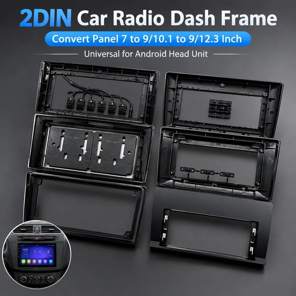 2DIN Car Radio Dash Frame Convert Panel 7 to 9/10.1 to 9/12.3 Inch Universal for Android Head Unit