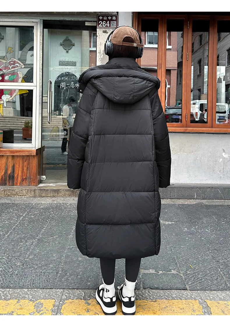 Winter Warmth Women's Mid-Length Down Cotton Jacket Over-the-Knee Parkas New Loose Quilted Coat Thickened Outerwear Trendy Tops