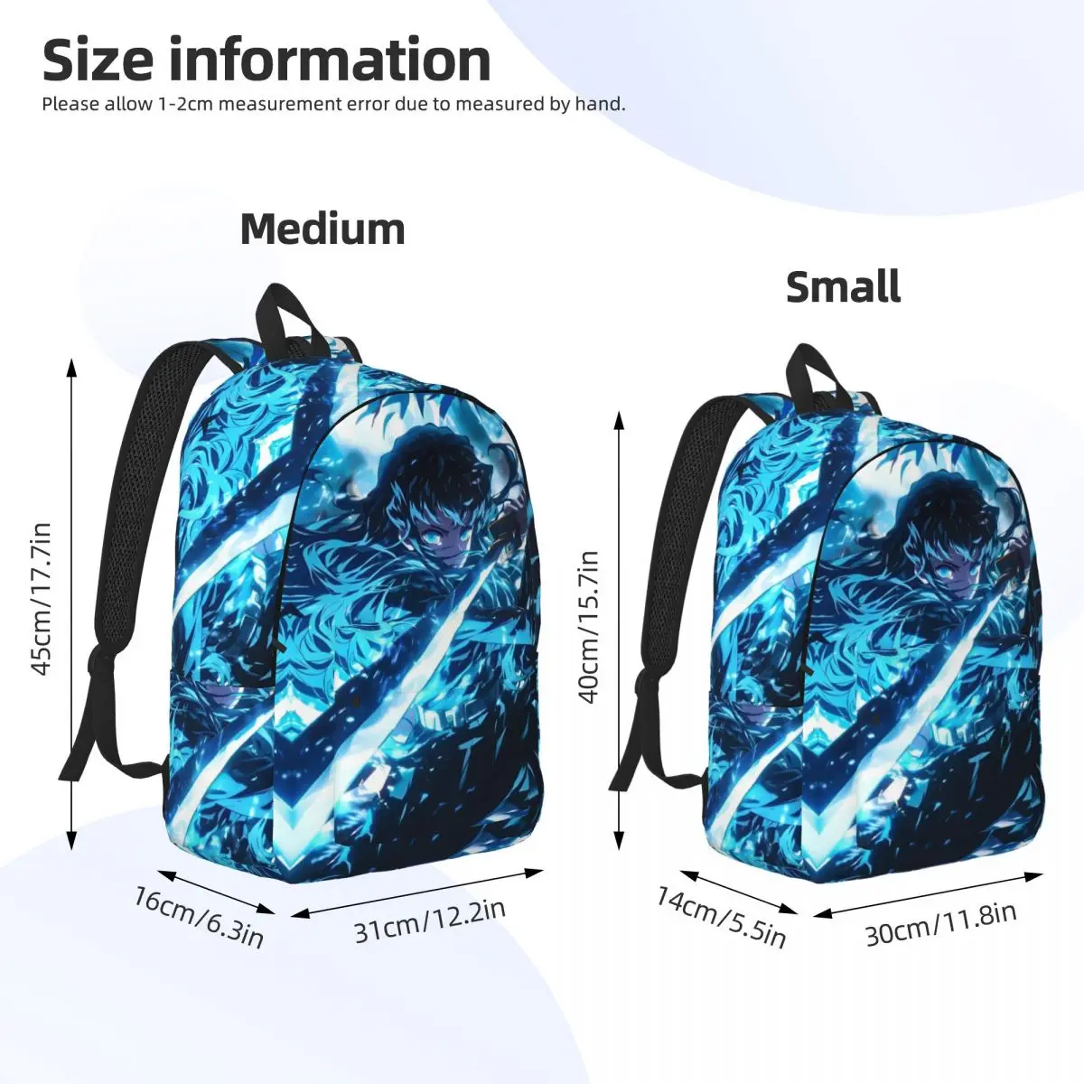 Mist Hashira Muichiro Tokito 배낭 남성용 여성용 멋진 학생 작업 데이 팟 애니메이션 악마 슬레이어 노트북 숄더백 야외