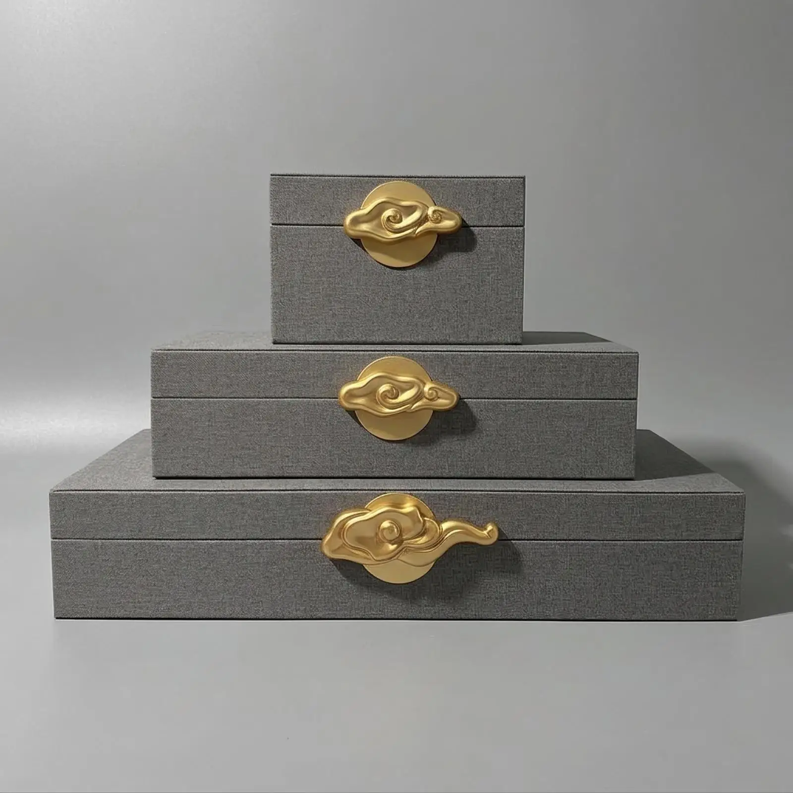 Vintage Leather Trinket Box Set of 3 Wood Storage Containers for Jewelry and Small Items Organizer
