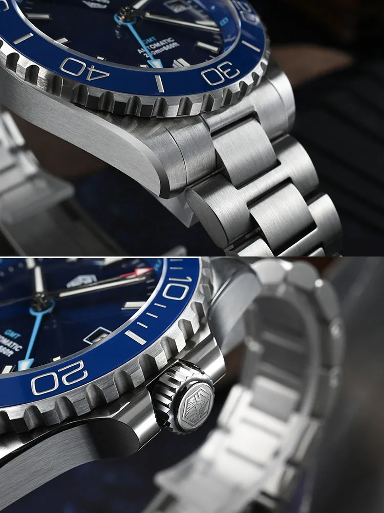 San Martin jam tangan pria, 39mm Diver GMT panggilan Enamel NH34 Stainless Steel mewah SN0136