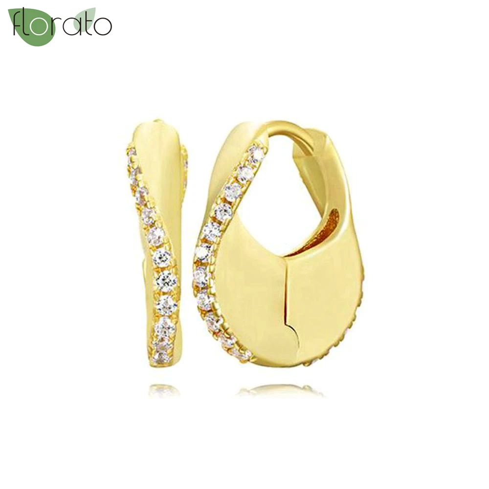 

925 Sterling Silver Needle Zircon Earrings For Women Geometric Hoop Earrings New Design Luxury Wedding 2025 Trending Jewelry