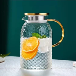 1.2L 1.5L 1.8L 2L Heat Resistant Explosion-Proof Glass Juice Jug Water Cup Cold Kettle Heated Container Canteen Clear Teapot