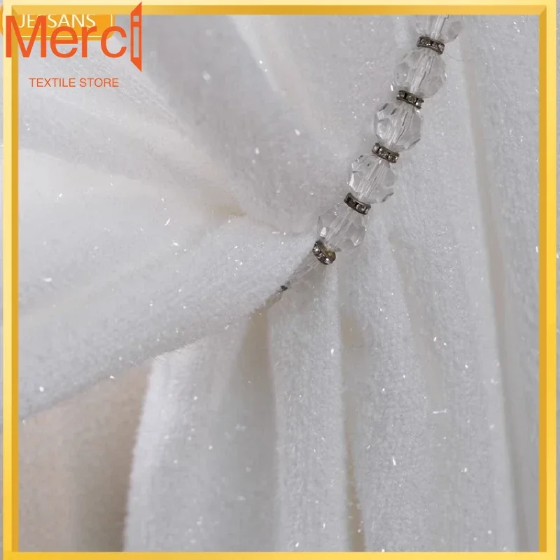Custom Small Fragrant Silver Sequins Jacquard Window White Gauze Curtains For Living Room Bedroom French Window Balcony Window