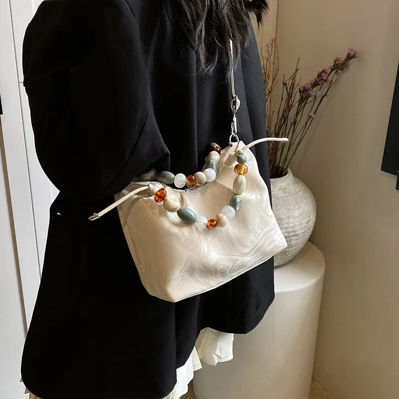 Xvissed HAM-Sac à main à bandoulière pour femmes, sacoche décontractée, légère, pour voyage en plein air, avec cordon de perles, mode féminine