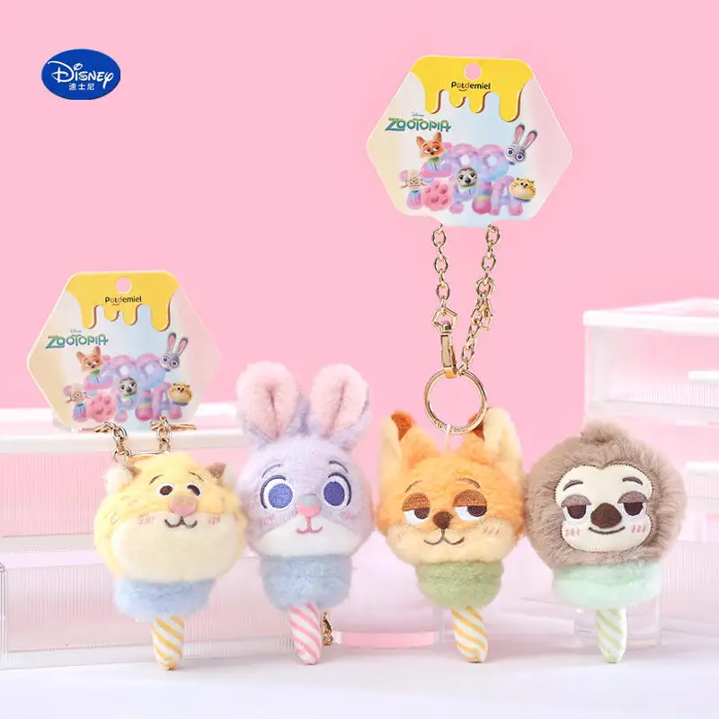 Kawaii Disney Zootopia Judy Hopps jouets en peluche porte-clés dessin animé créatif barbe à papa sac à dos Couple pendentif ami cadeau d'anniversaire